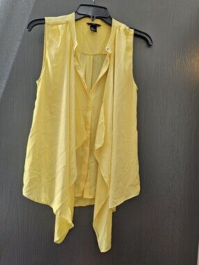 H&M Yellow Sleeveless Draped Blouse Top Size 4